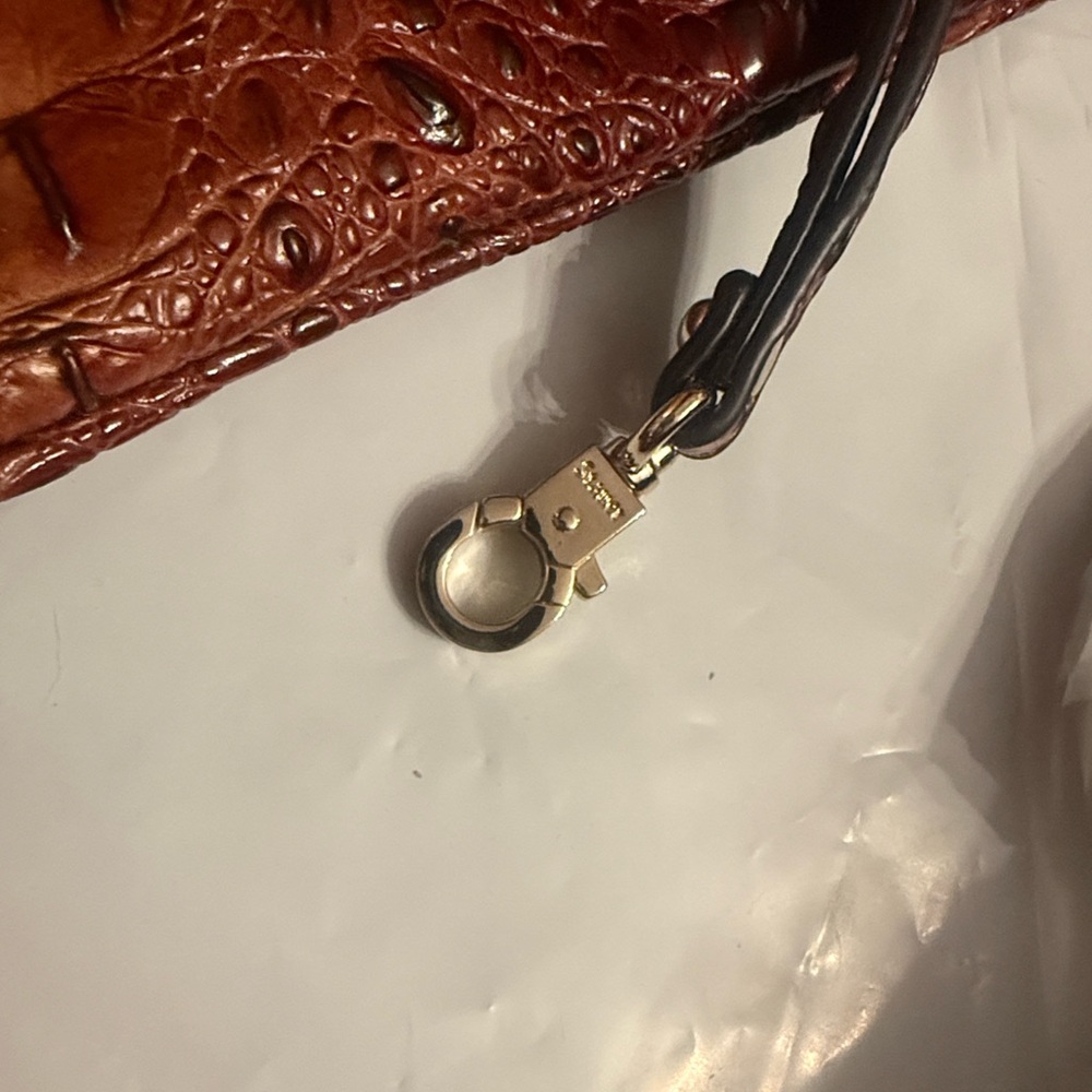Brown Crocodile Embossed Leather Clutch - Picture 2 of 7